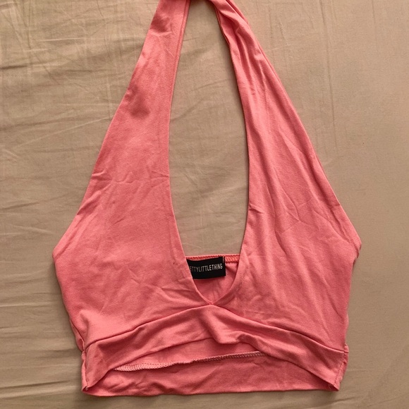 neon pink halter top